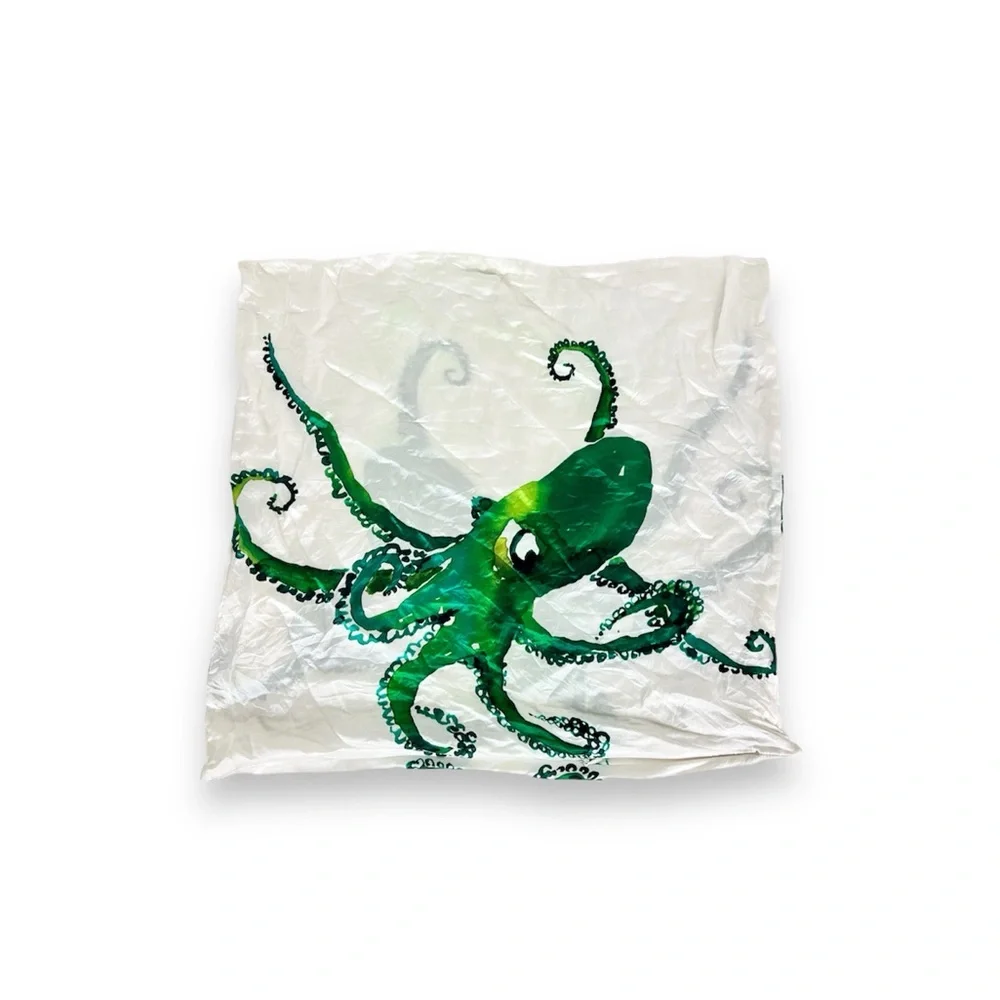 West Elm Green Octopus Accent Pillow case silk